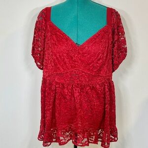 NWT Torrid Dark Red Lace Top w/ Lining Size 2